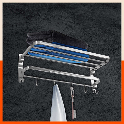 Dorado Double Folding Stainless Steel Towel Rack / Holder/ Stand for Home (24 inches)